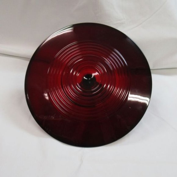 Paden City Glass Ruby Red PENNY LINE 10 1/4 Inch Center Handled Server Tray - Picture 4 of 5